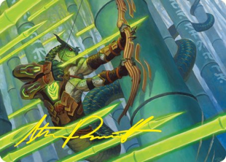 Bamboo Grove Archer Art Card (Gold-Stamped Signature) [Kamigawa: Neon Dynasty Art Series] | Card Merchant Takapuna