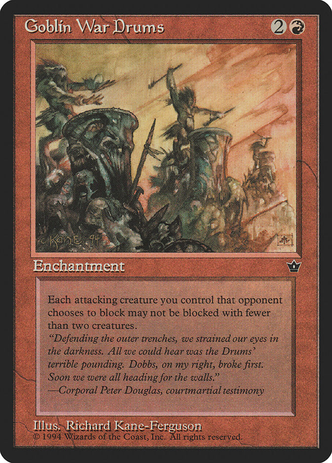 Goblin War Drums (Richard Kane Ferguson) [Fallen Empires] | Card Merchant Takapuna