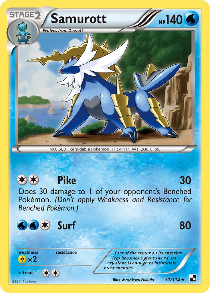 Samurott (31/114) (Theme Deck Exclusive) [Black & White: Base Set] | Card Merchant Takapuna