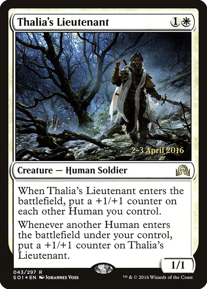 Thalia's Lieutenant [Shadows over Innistrad Prerelease Promos] | Card Merchant Takapuna
