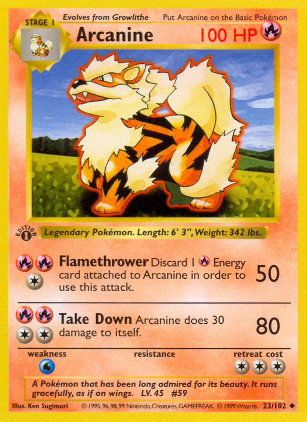 Arcanine (23/102) (Shadowless) [Base Set 1st Edition] | Card Merchant Takapuna