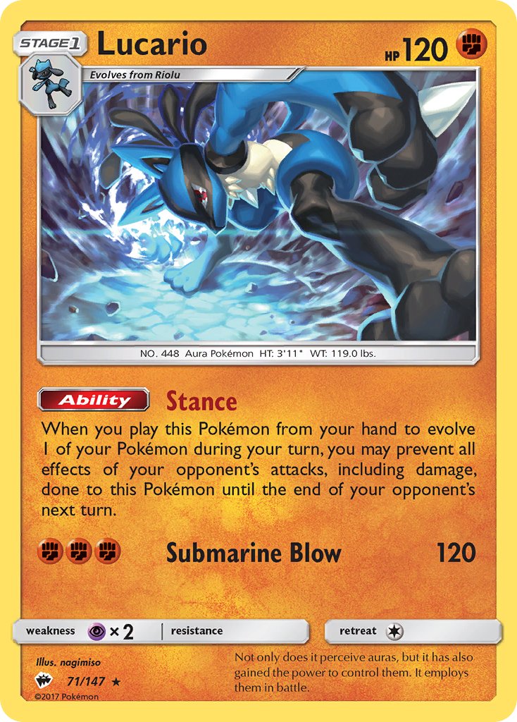 Lucario (71/147) (Theme Deck Exclusive) [Sun & Moon: Burning Shadows] | Card Merchant Takapuna