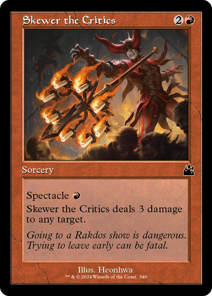 Skewer the Critics (Retro Frame) [Ravnica Remastered] | Card Merchant Takapuna
