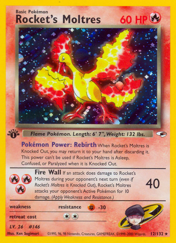 Rocket's Moltres (12/132) [Gym Heroes 1st Edition] | Card Merchant Takapuna
