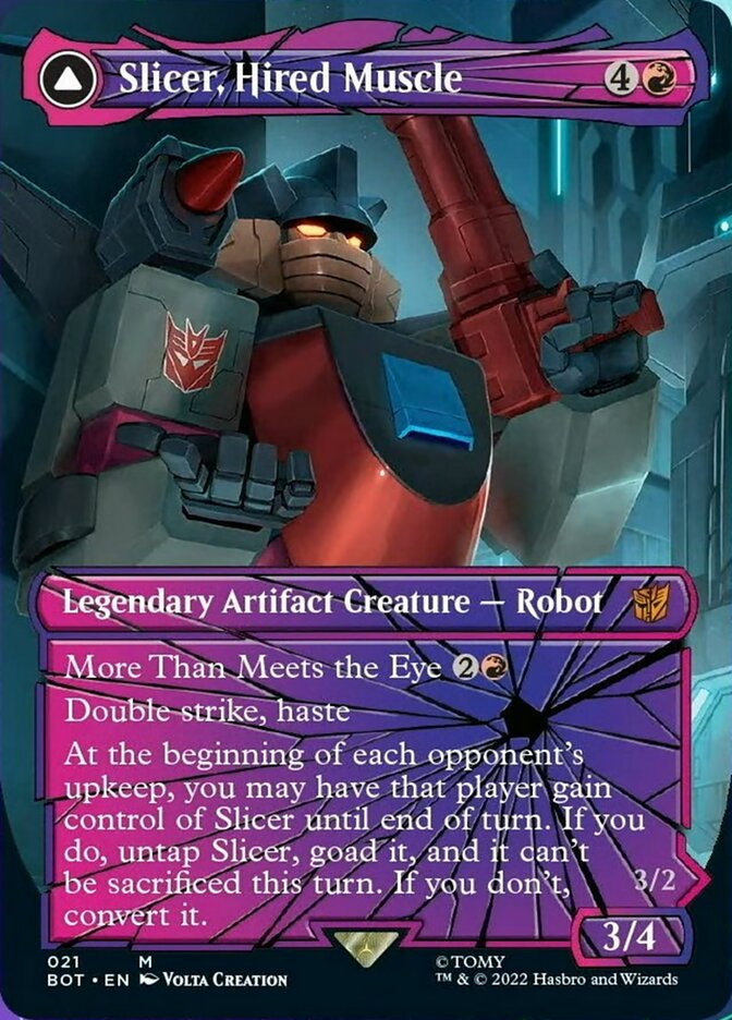 Slicer, Hired Muscle // Slicer, High-Speed Antagonist (Shattered Glass) [Transformers] | Card Merchant Takapuna