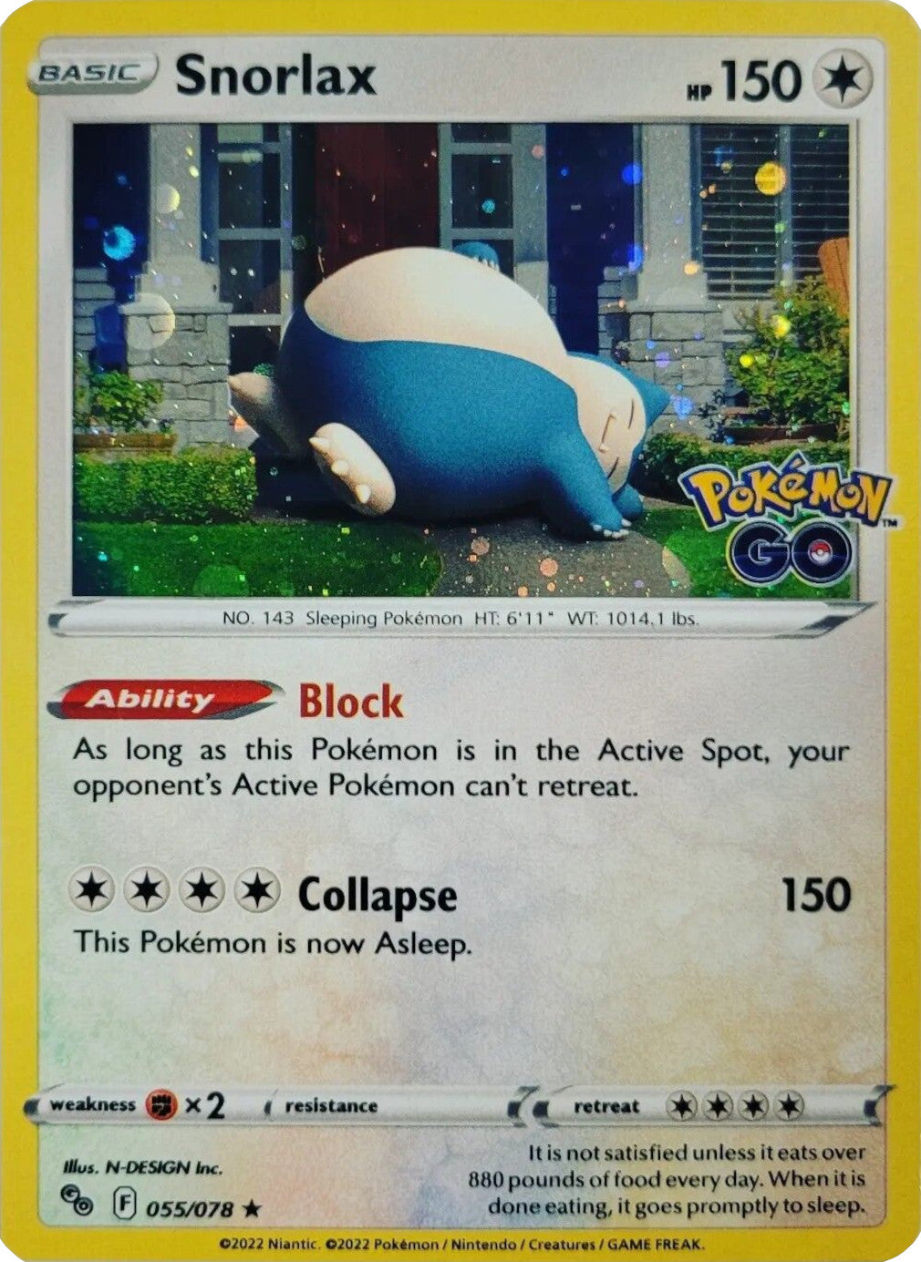 Snorlax (055/078) (Cosmos Holo) [Pokémon GO] | Card Merchant Takapuna
