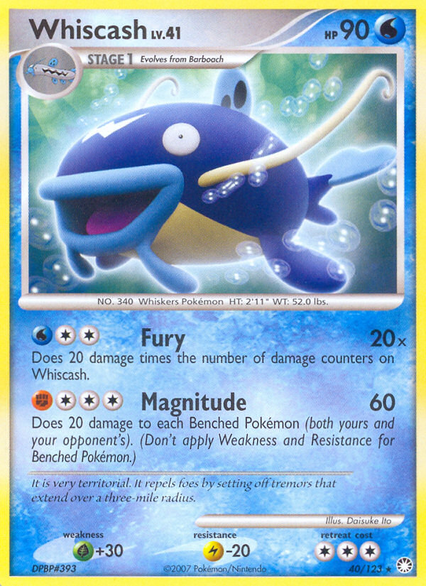 Whiscash (40/123) [Diamond & Pearl: Mysterious Treasures] | Card Merchant Takapuna