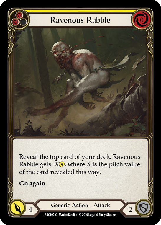 Ravenous Rabble (Yellow) [ARC192-C] (Arcane Rising)  1st Edition Rainbow Foil | Card Merchant Takapuna