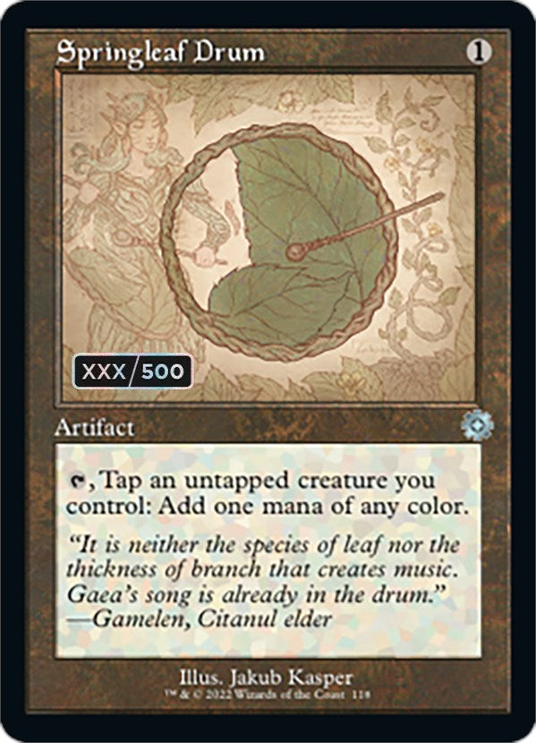 Springleaf Drum (Retro Schematic) (Serialized) [The Brothers' War Retro Artifacts] | Card Merchant Takapuna