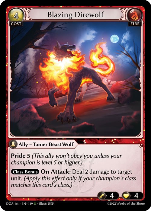 Blazing Direwolf (119) [Dawn of Ashes: 1st Edition] | Card Merchant Takapuna