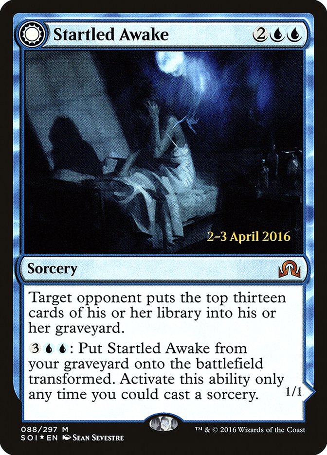 Startled Awake // Persistent Nightmare [Shadows over Innistrad Prerelease Promos] | Card Merchant Takapuna