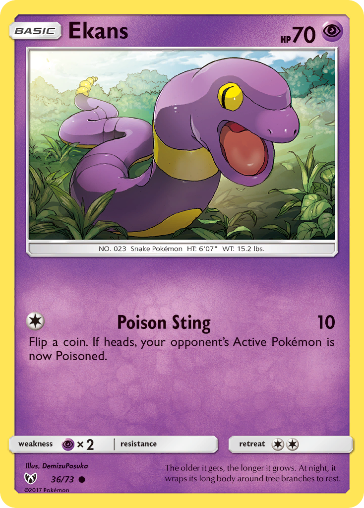 Ekans (36/73) [Sun & Moon: Shining Legends] | Card Merchant Takapuna