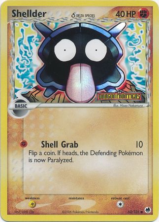 Shellder (63/101) (Delta Species) (Stamped) [EX: Dragon Frontiers] | Card Merchant Takapuna