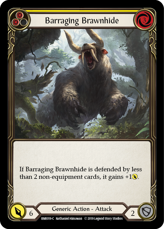 Barraging Brawnhide (Yellow) [RNR019-C] (Rhinar Hero Deck)  1st Edition Normal | Card Merchant Takapuna