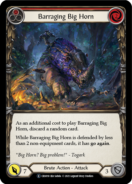 Barraging Big Horn (Red) [U-CRU010] (Crucible of War Unlimited)  Unlimited Rainbow Foil | Card Merchant Takapuna