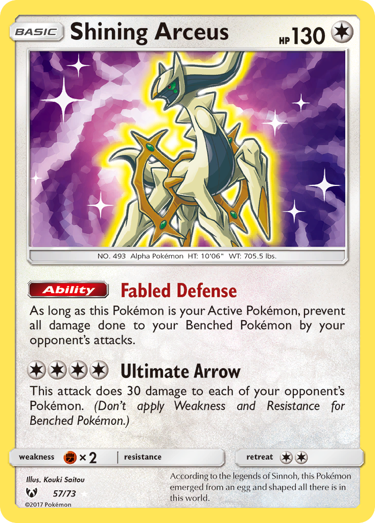 Shining Arceus (57/73) [Sun & Moon: Shining Legends] | Card Merchant Takapuna