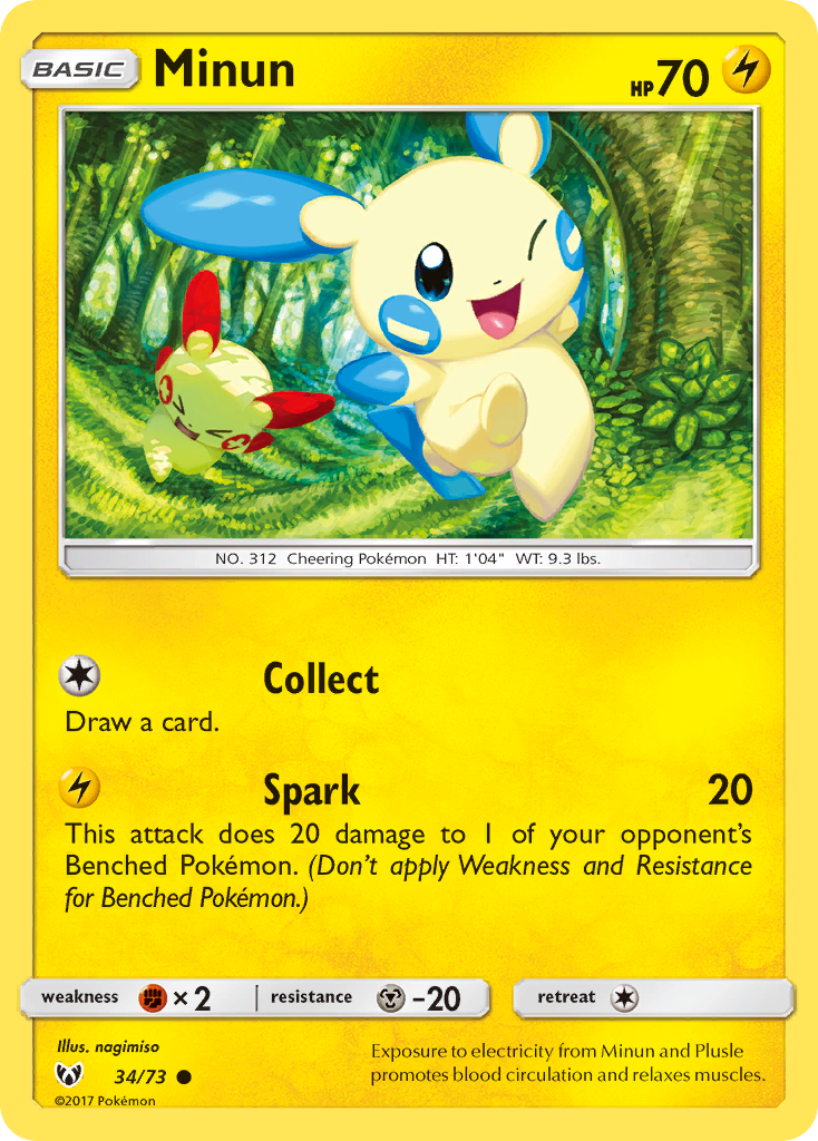 Minun (34/73) [Sun & Moon: Shining Legends] | Card Merchant Takapuna