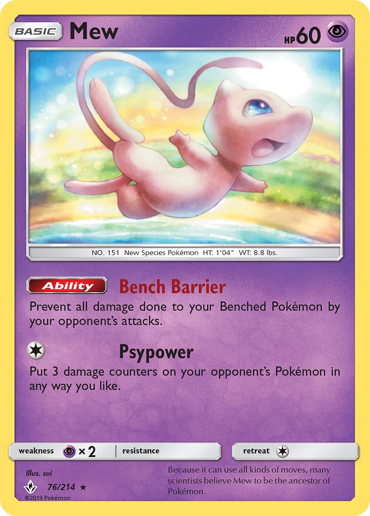 Mew (76/214) (Theme Deck Exclusive) [Sun & Moon: Unbroken Bonds] | Card Merchant Takapuna