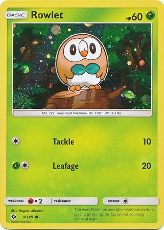 Rowlet (9/149) (Cosmos Holo) [Sun & Moon: Base Set] | Card Merchant Takapuna