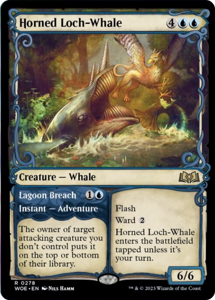 Horned Loch-Whale // Lagoon Breach (Showcase) [Wilds of Eldraine] | Card Merchant Takapuna