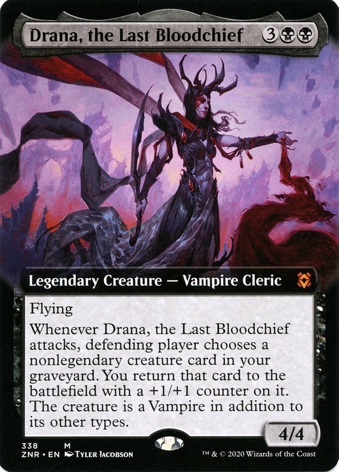 Drana, the Last Bloodchief (Extended Art) [Zendikar Rising] | Card Merchant Takapuna