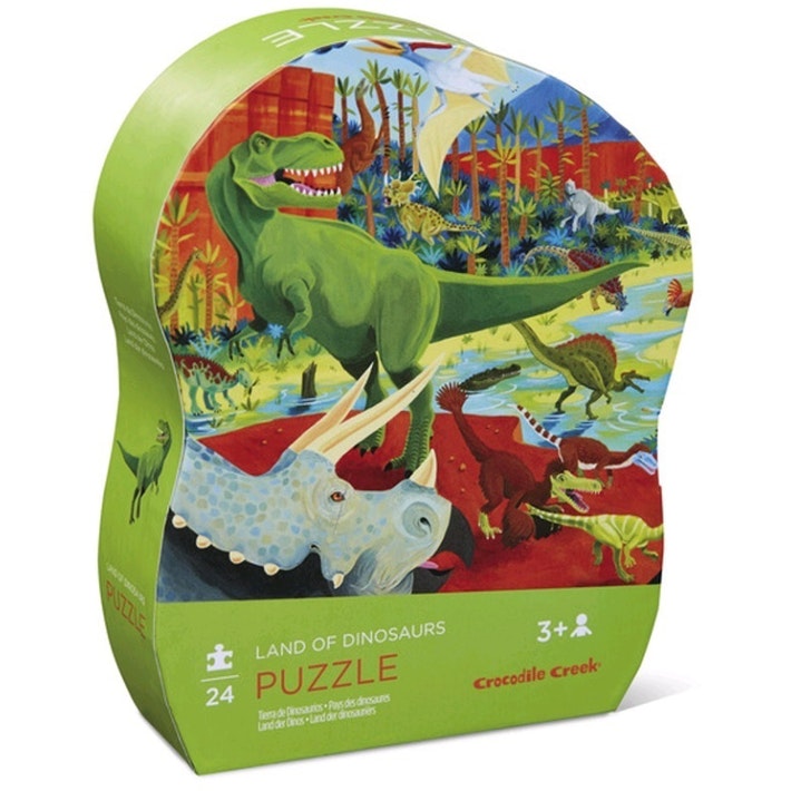 Croc Creek Mini Shaped Puzzle Land of Dinosaurs 24pc | Card Merchant Takapuna