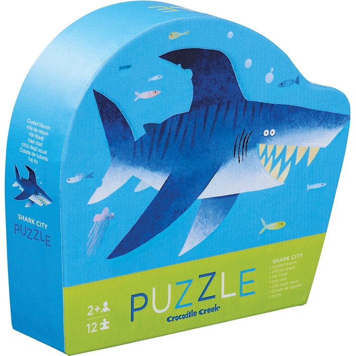 Croc Creek Mini Shaped Puzzle Shark City 12pc | Card Merchant Takapuna