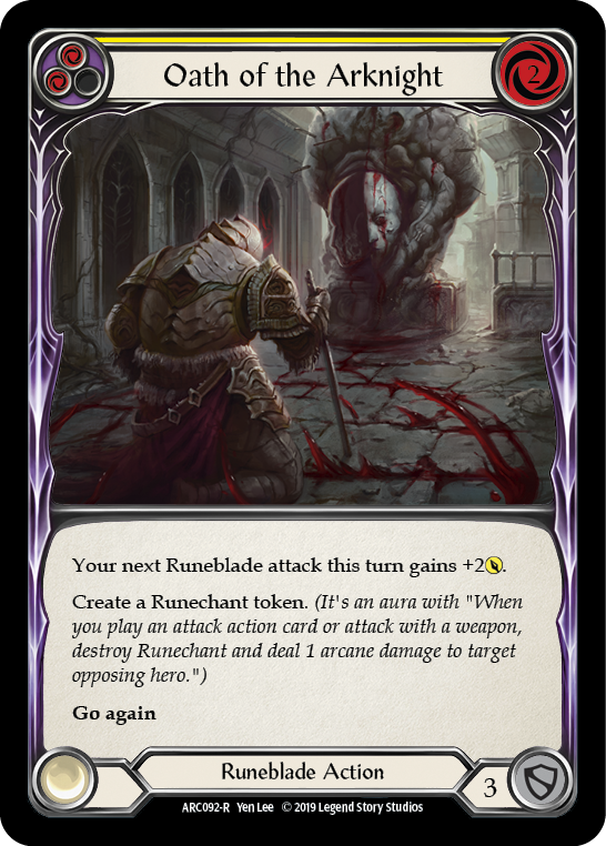 Oath of the Arknight (Yellow) [ARC092-R] (Arcane Rising)  1st Edition Normal | Card Merchant Takapuna
