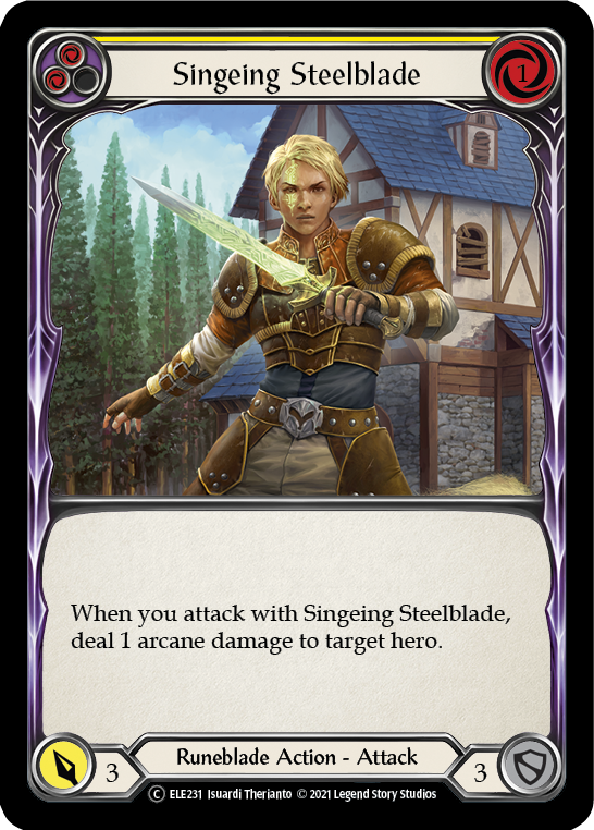 Singeing Steelblade (Yellow) [U-ELE231] (Tales of Aria Unlimited)  Unlimited Rainbow Foil | Card Merchant Takapuna