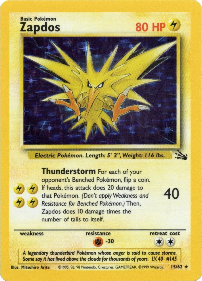 Zapdos (15/62) [Fossil Unlimited] | Card Merchant Takapuna