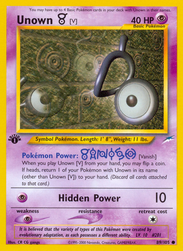 Unown [V] (89/105) [Neo Destiny 1st Edition] | Card Merchant Takapuna