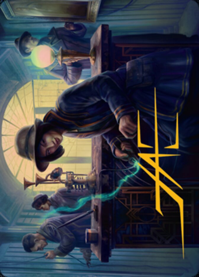 Wiretapping Art Card (Gold-Stamped Signature) [Streets of New Capenna Art Series] | Card Merchant Takapuna