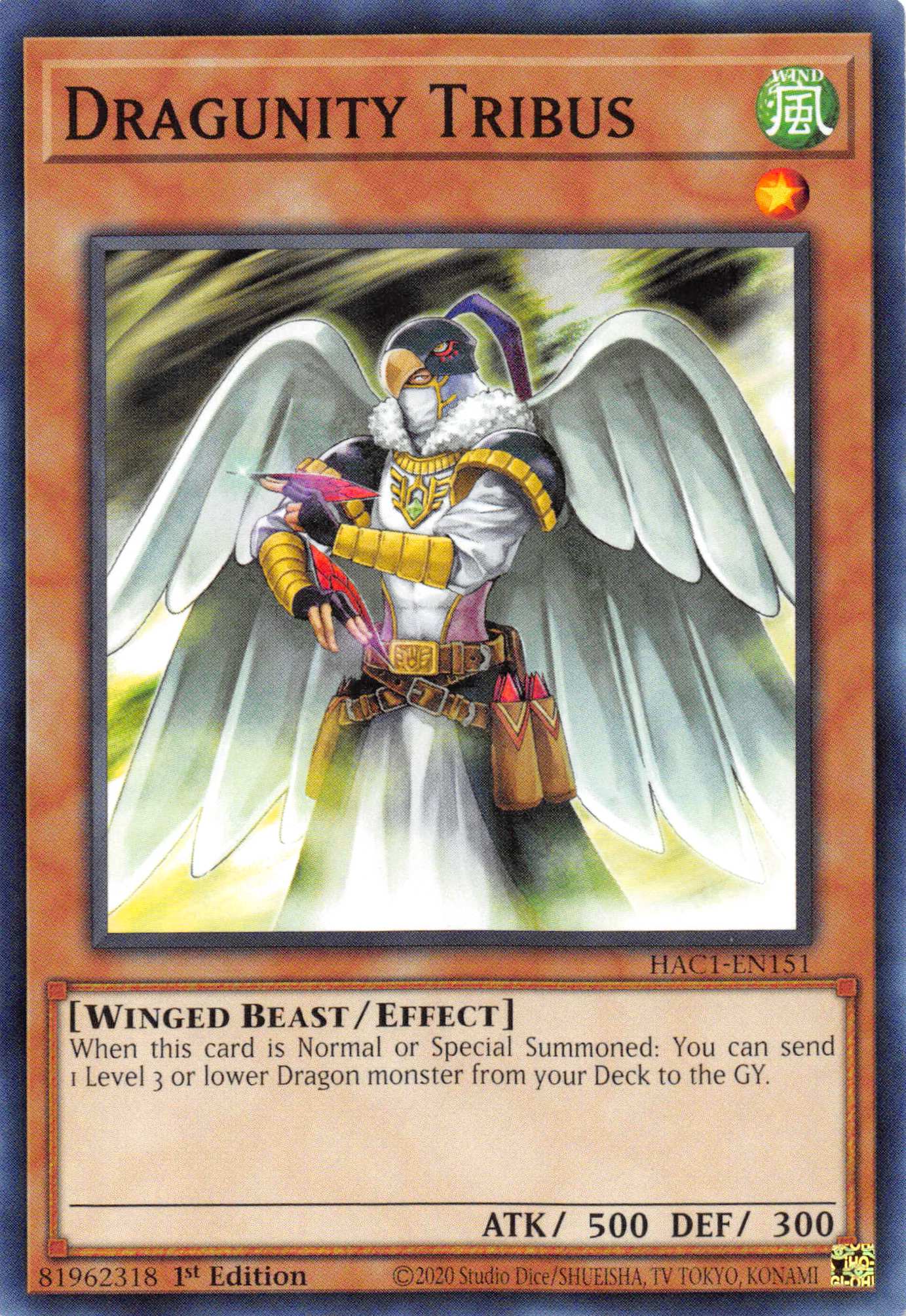 Dragunity Tribus [HAC1-EN151] Common | Card Merchant Takapuna