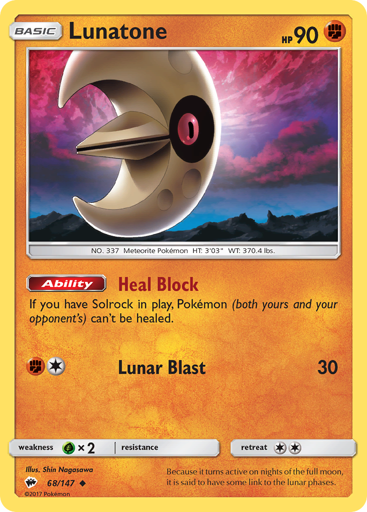 Lunatone (68/147) [Sun & Moon: Burning Shadows] | Card Merchant Takapuna