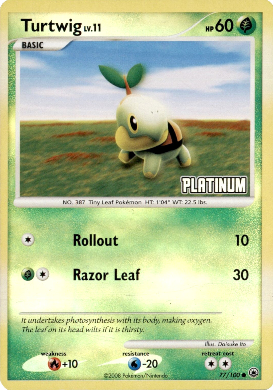 Turtwig LV.11 (77/100) (Platinum) [Burger King Promos: 2008 Collection] | Card Merchant Takapuna