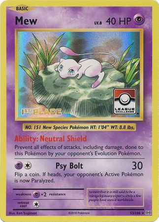 Mew (53/108) (League Promo 1st Place) [XY: Evolutions] | Card Merchant Takapuna