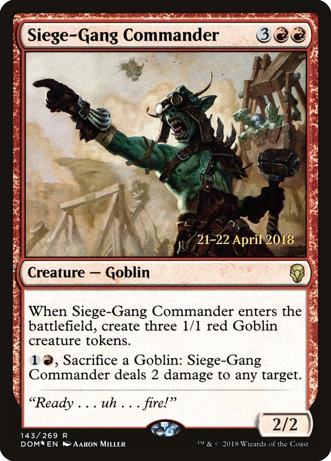 Siege-Gang Commander [Dominaria Prerelease Promos] | Card Merchant Takapuna