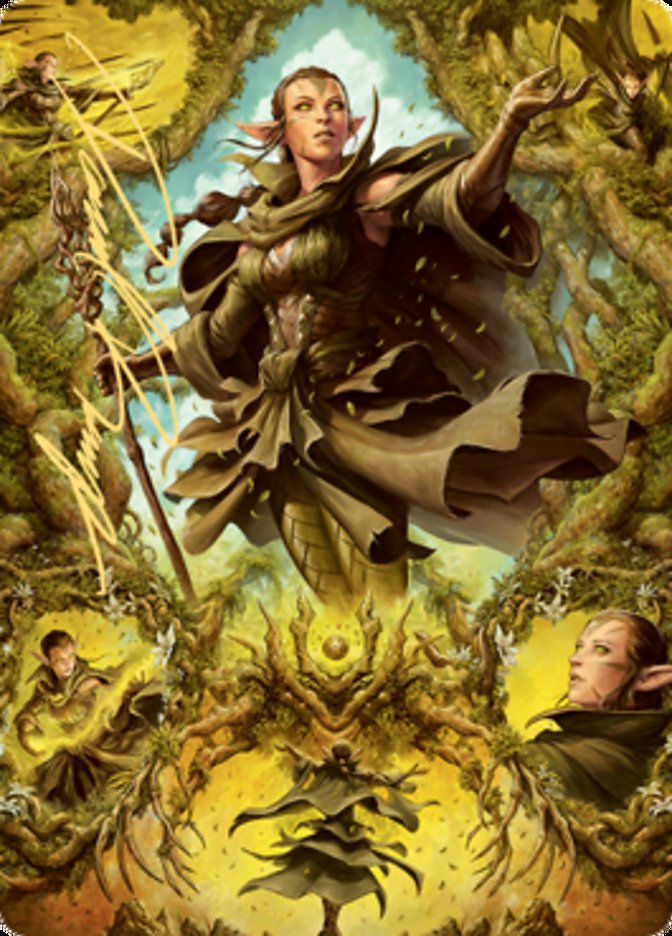 Nissa of Shadowed Boughs 2 Art Card (Gold-Stamped Signature) [Zendikar Rising Art Series] | Card Merchant Takapuna
