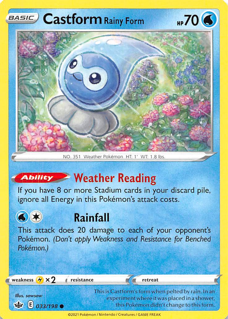 Castform Rainy Form (033/198) [Sword & Shield: Chilling Reign] | Card Merchant Takapuna