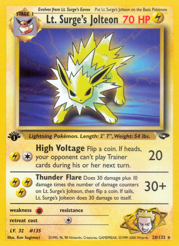 Lt. Surge's Jolteon (28/132) [Gym Challenge 1st Edition] | Card Merchant Takapuna