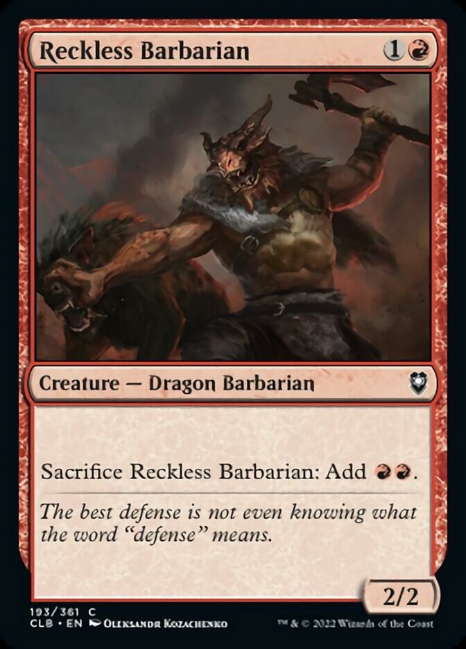 Reckless Barbarian [Commander Legends: Battle for Baldur's Gate] | Card Merchant Takapuna