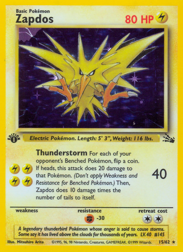 Zapdos (15/62) [Fossil 1st Edition] | Card Merchant Takapuna