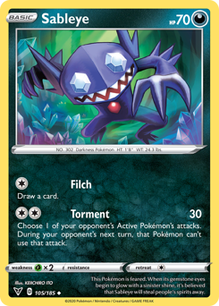 Sableye (105/185) [Sword & Shield: Vivid Voltage] | Card Merchant Takapuna