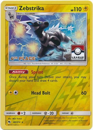 Zebstrika (82/214) (League Promo 4th Place) [Sun & Moon: Lost Thunder] | Card Merchant Takapuna