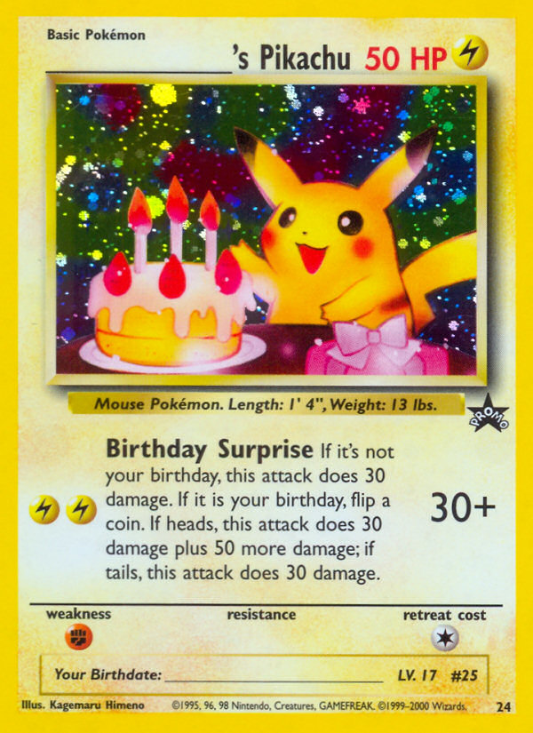 _____'s Pikachu (24) (Birthday Pikachu) [Wizards of the Coast: Black Star Promos] | Card Merchant Takapuna
