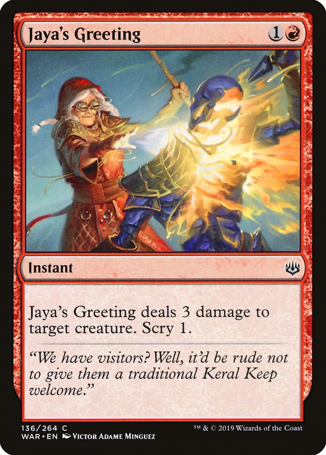 Jaya's Greeting [War of the Spark] | Card Merchant Takapuna