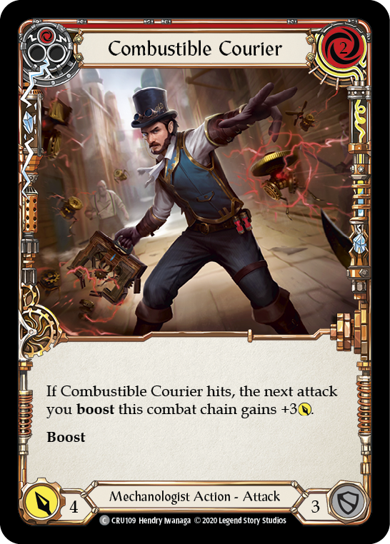 Combustible Courier (Red) [CRU109] (Crucible of War)  1st Edition Rainbow Foil | Card Merchant Takapuna