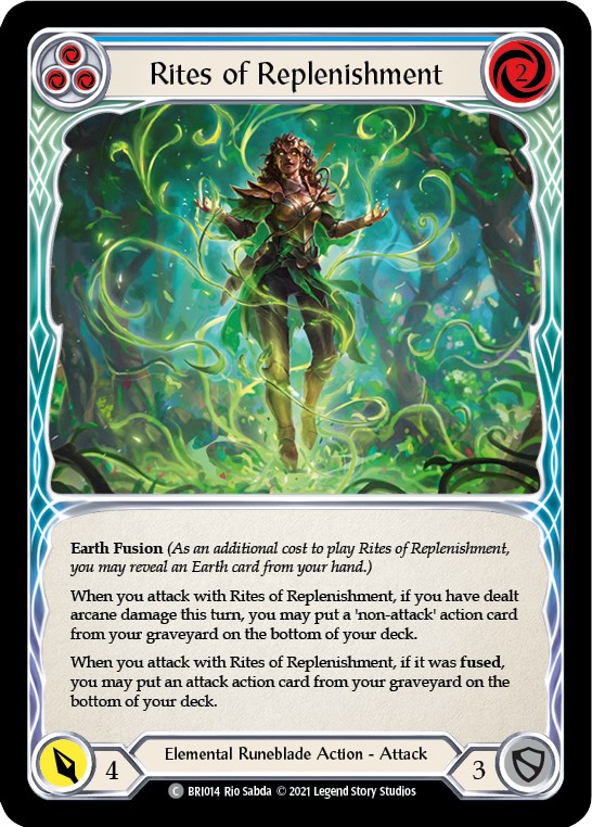 Rites of Replenishment (Blue) [BRI014] (Tales of Aria Briar Blitz Deck)  1st Edition Normal | Card Merchant Takapuna