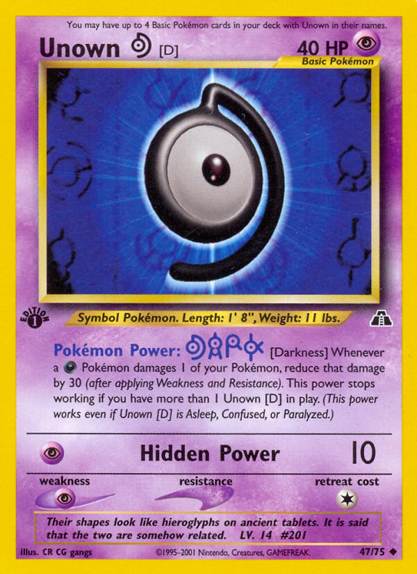 Unown [D] (47/75) [Neo Discovery 1st Edition] | Card Merchant Takapuna