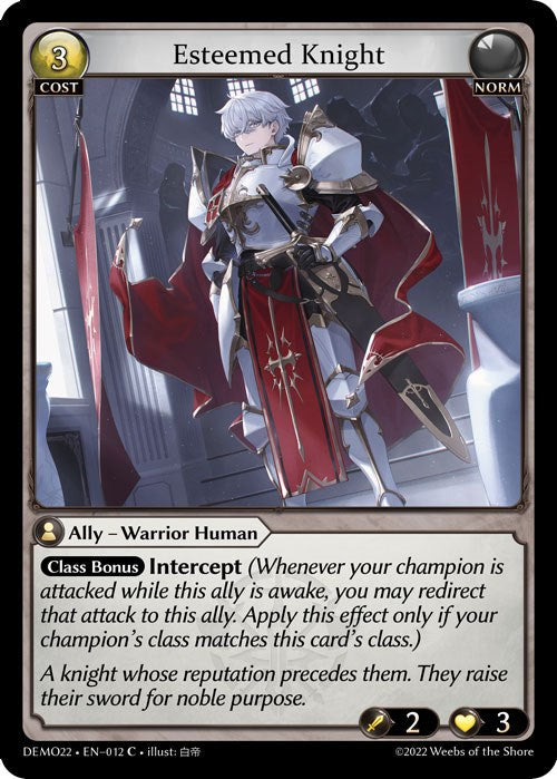 Esteemed Knight (012) [2022 Demo Deck] | Card Merchant Takapuna